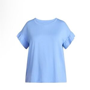 Terra & Sky Sky Blue Short Sleeve Ruffle Tee